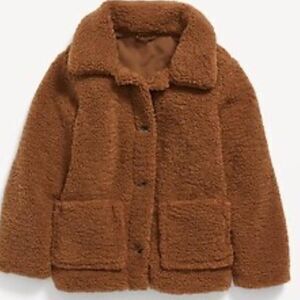 Old Navy Girls Teddy Sherpa Button Jacket Size Large 10-12 Cozy